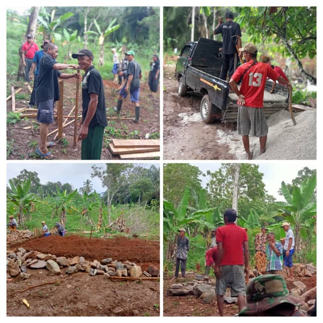 Pekon Batu Tegi Besama Warga Gelar Kegiatan Gotong Royong Bangun Cungkup Di TPU