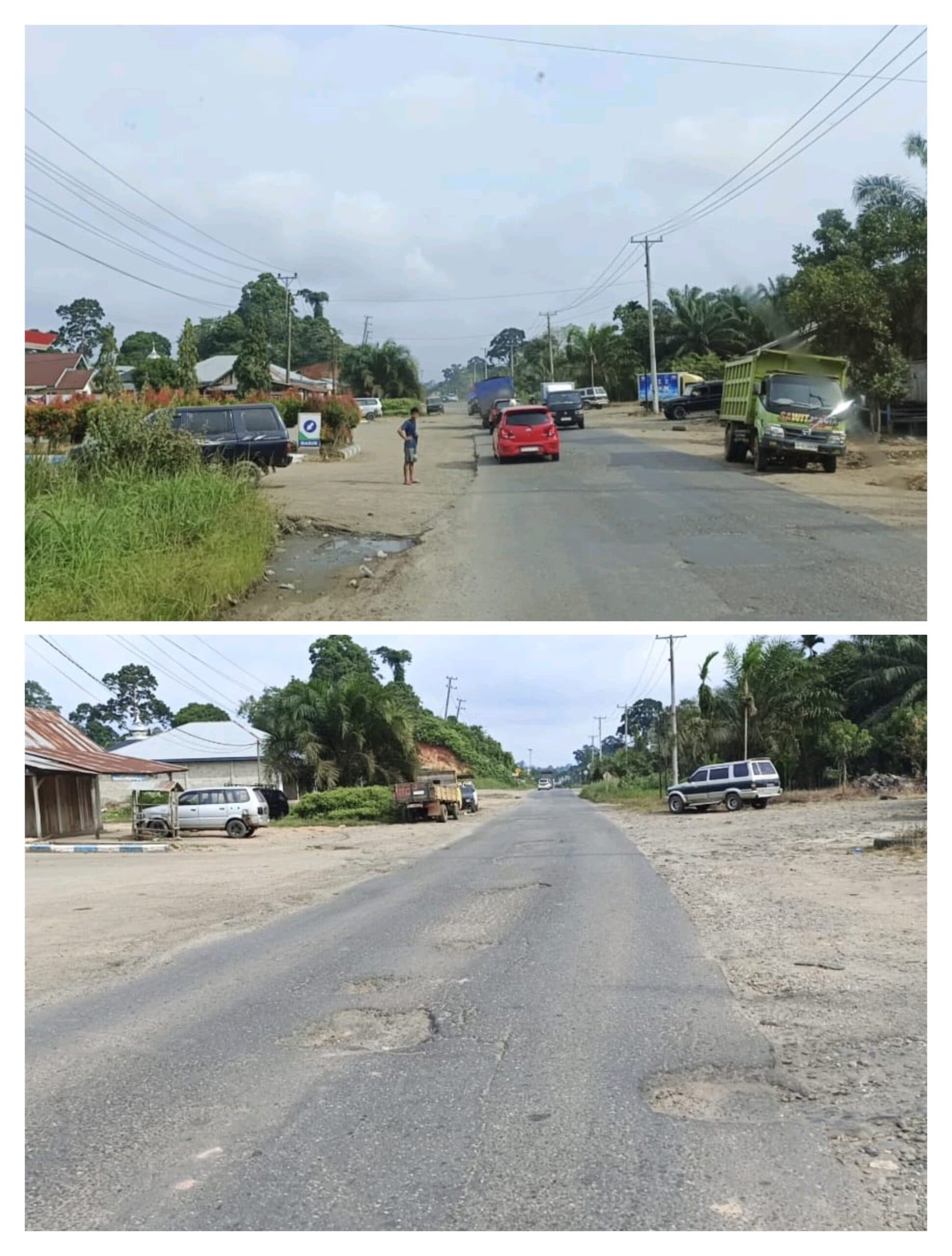 Hati Hati…!!! Jalinsum Depan SPBU Senamat Di Penuhi Ranjau Lubang