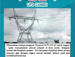 660 Ribu Pelanggan Terdampak Gangguan Transmisi SUTT 275 kV: 7 Gardu Induk di Jambi Padam.