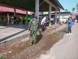 Peduli Lingkungan: Tim Satgas TMMD-121, Melaksanakan Goro Bersama Masyarakat Di Pasar Jumat Lagan Gadang Hilir