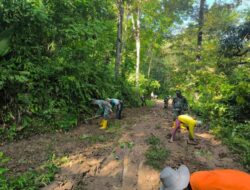 Karya Bakti: Satgas TMMD-121Kodim 0311/Pessel Bersama Warga Perbaikan Jalan Kebun Tani Di Lagan Gadang Mudik