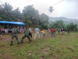 Semarak HUT RI ke-79: Satgas TMMD Kodim 0311 Pesisir Selatan Ikuti Lomba Tarik Tambang Bersama Masyarakat